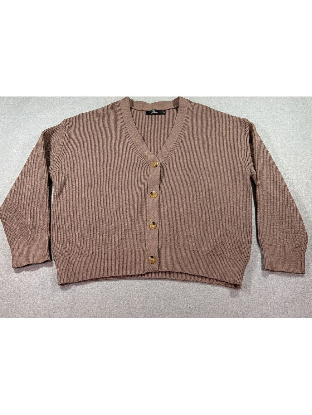 LILLUSORY Oversized Ribbed Knit Cardigan Sweater Mauve Brown Size Women’s L 0212